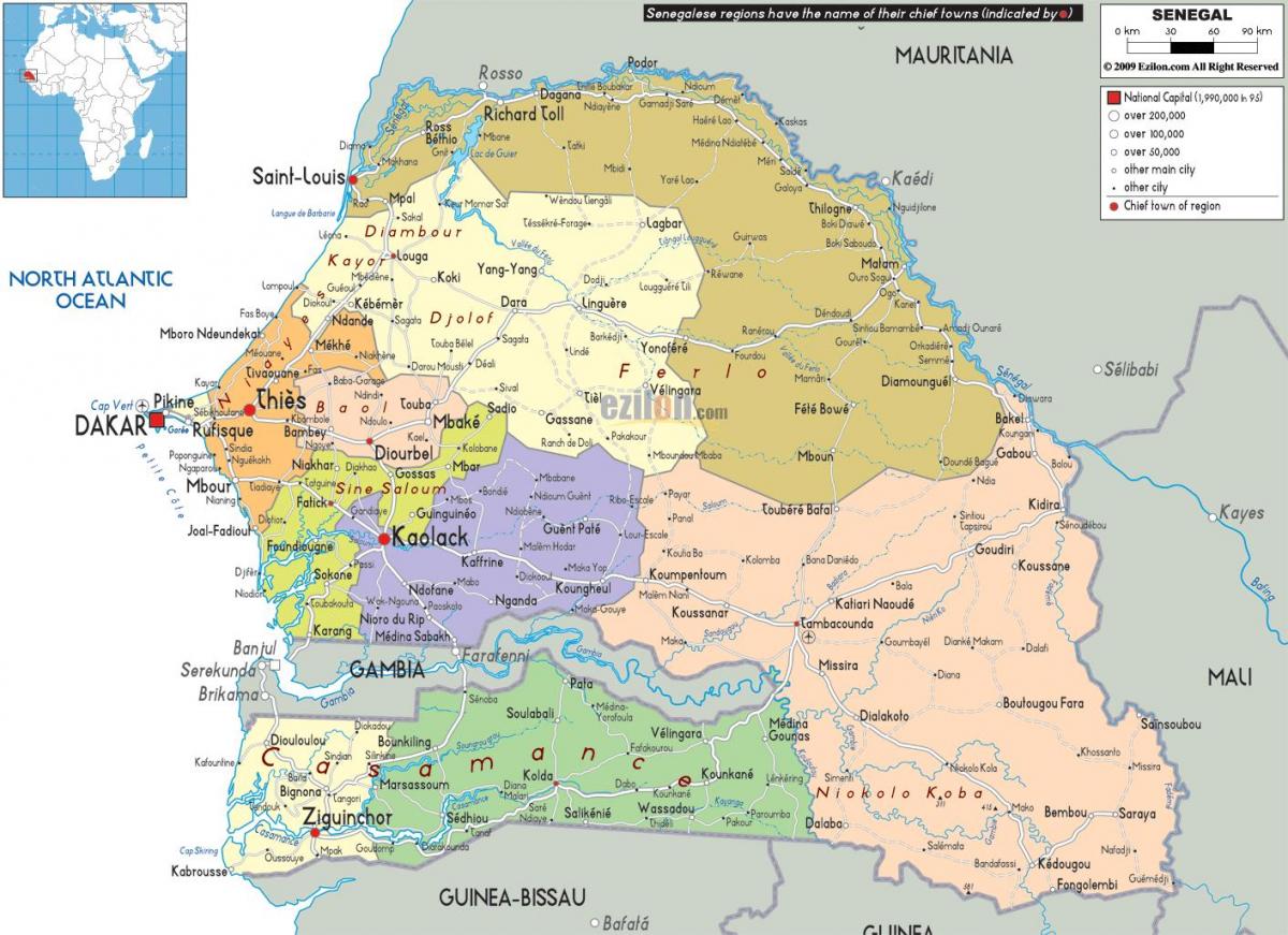 Senegal, país en el mapa del mundo