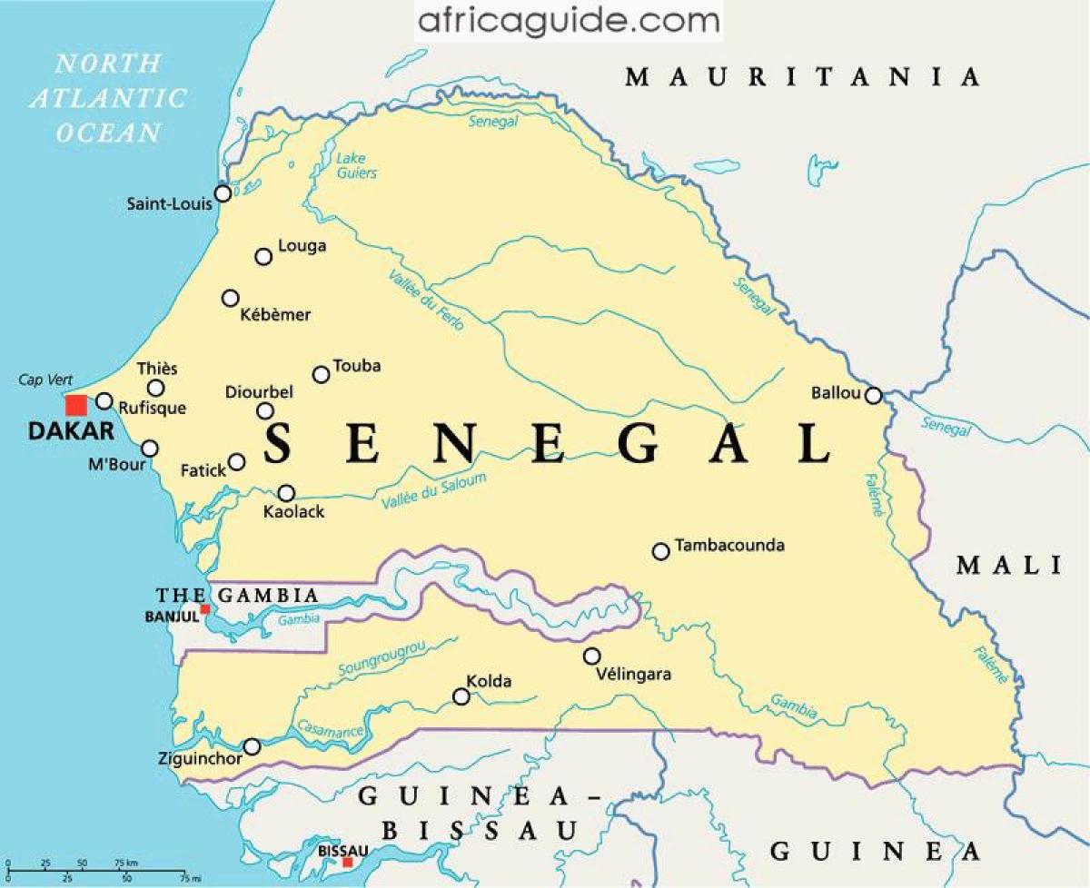 Río Senegal, áfrica mapa
