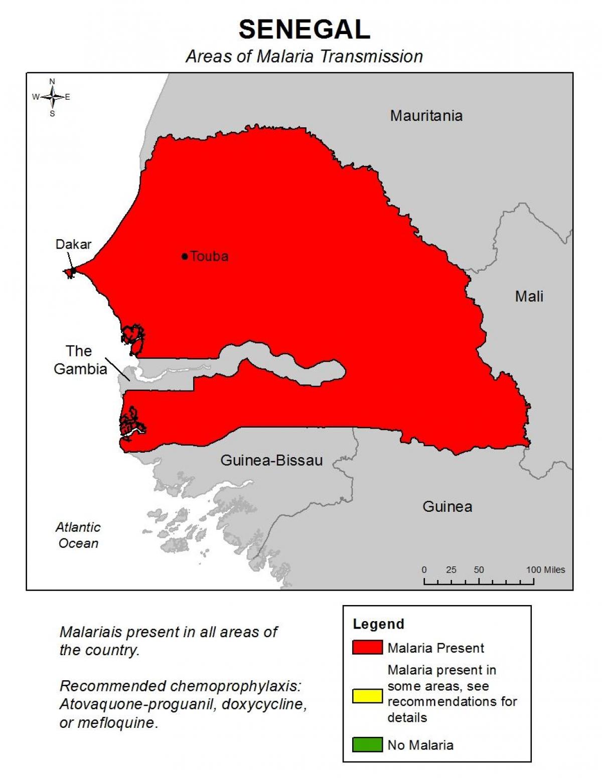 mapa de Senegal de la malaria