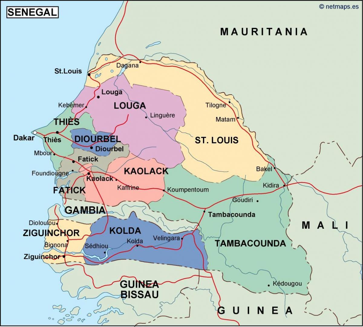 mapa de Senegal país
