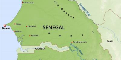 Mapa de mapa físico de Senegal